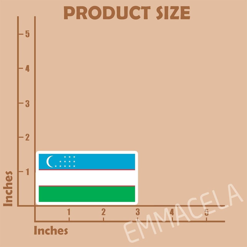 EMMACELA (3PCS) Uzbekistan Flag stickers, Countries Flag Stickers - Waterproof Vinyl Decals For Laptops, Tumblers, Water Bottles, Books, Scrapbooks, Size 3 x 1.5 Inch - Image 2